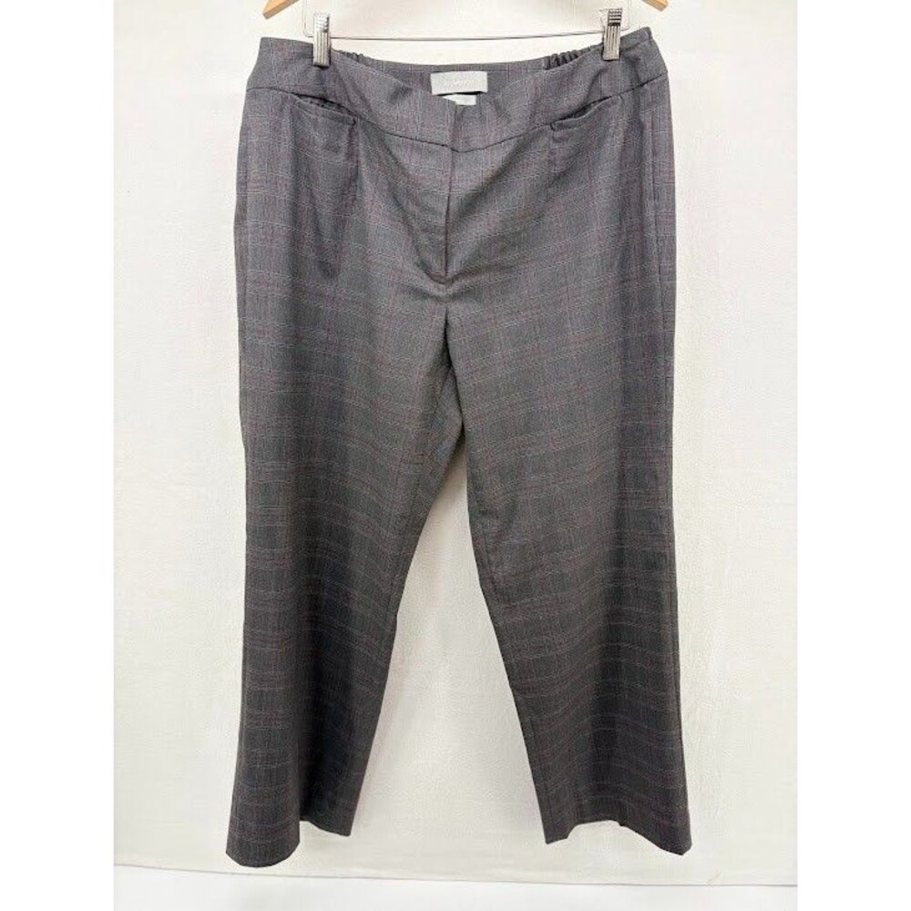 Liz Claiborne Audra Pant Charcoal Plaid Trouser Pants Plus Size 16W